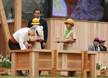 Her Majesty attends the festival on the National Arbor Day and plants seeds.