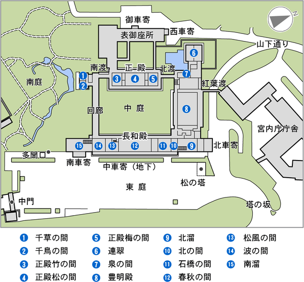 宮殿の各棟、各室等の名称