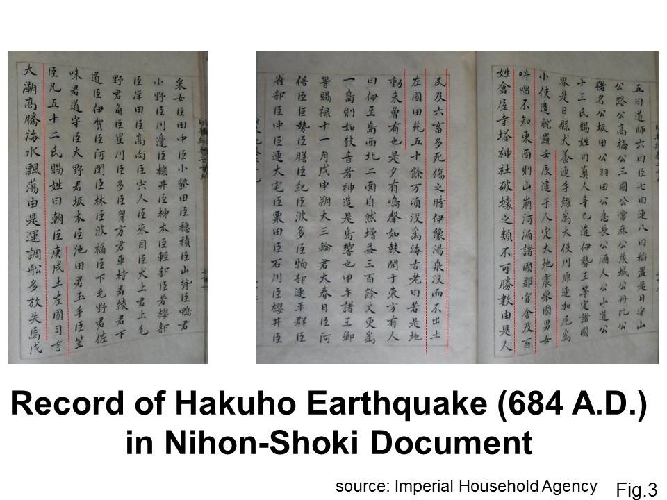 Record of Hakuho Earthquake (684 A.D.)  in Nihon-Shoki Document