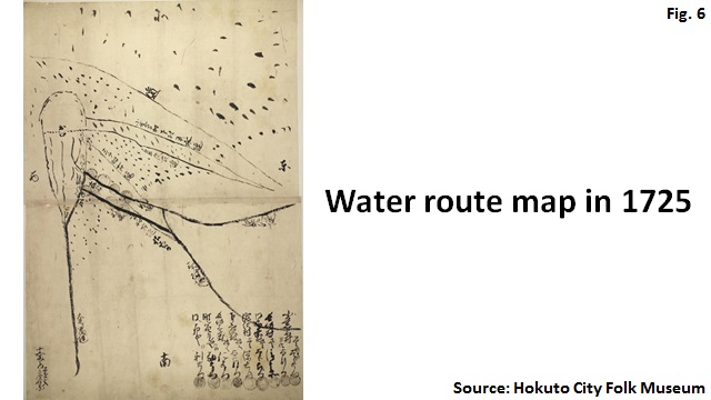 Water route map in 1725
