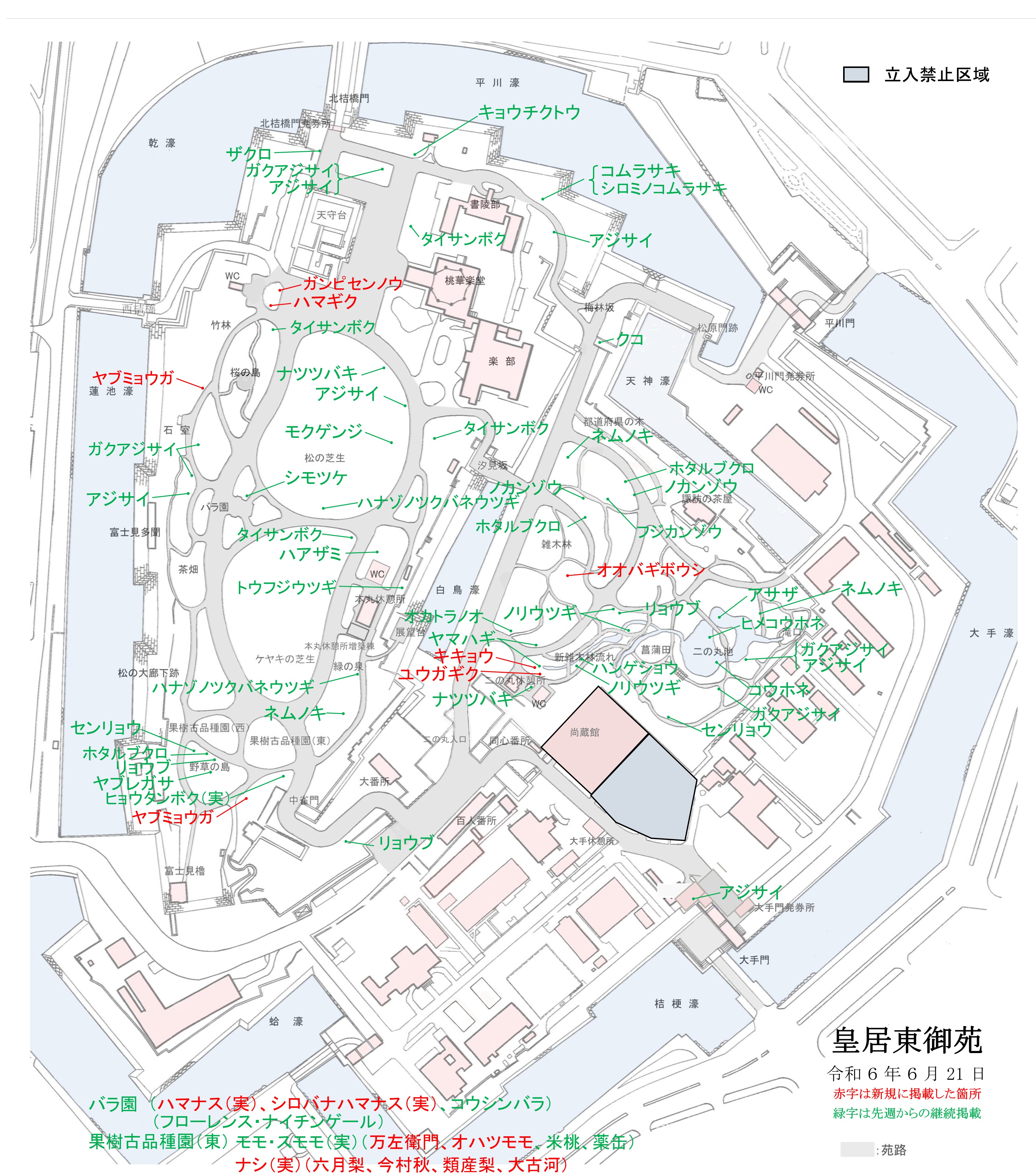 開花場所の地図