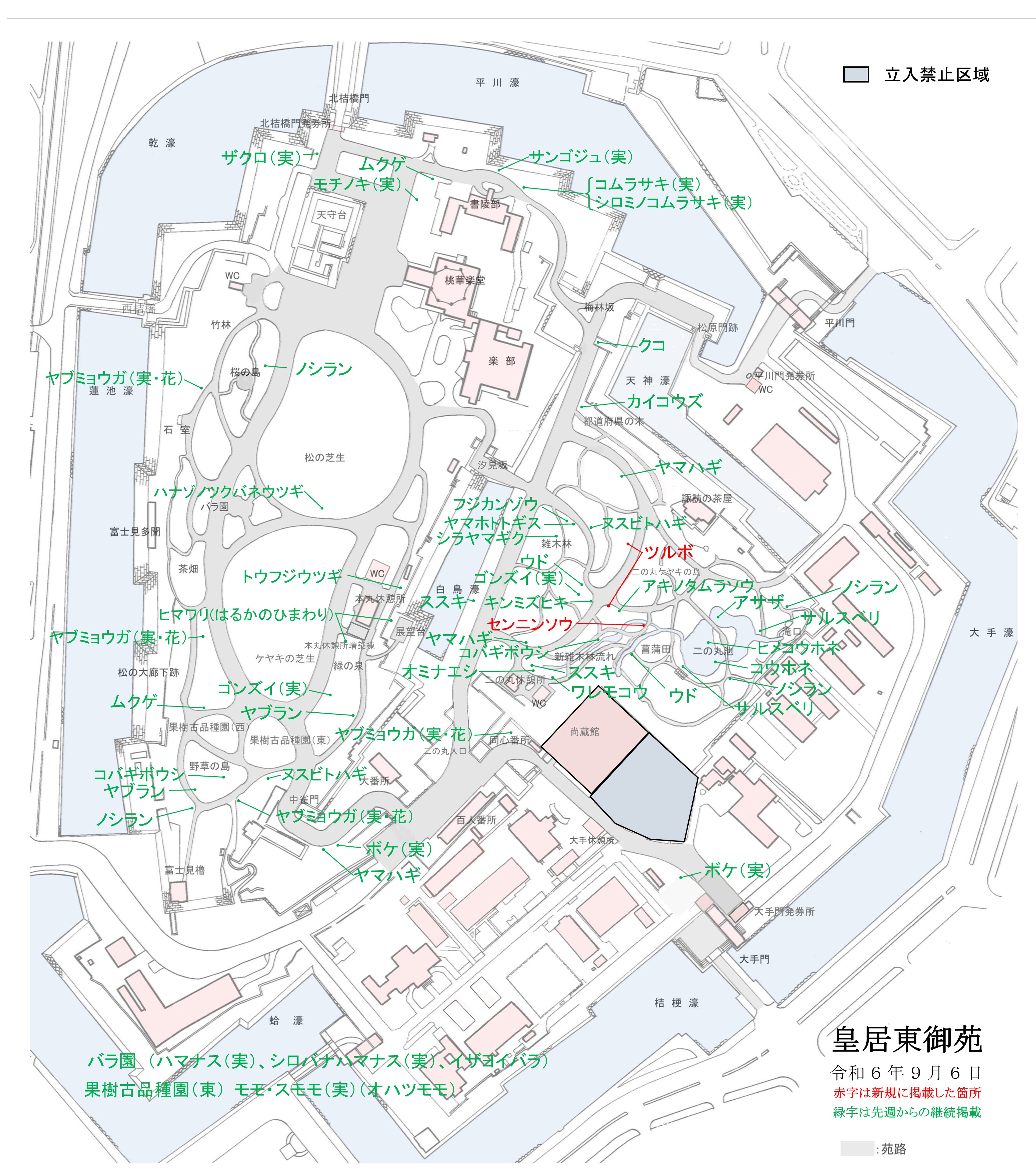 開花場所の地図