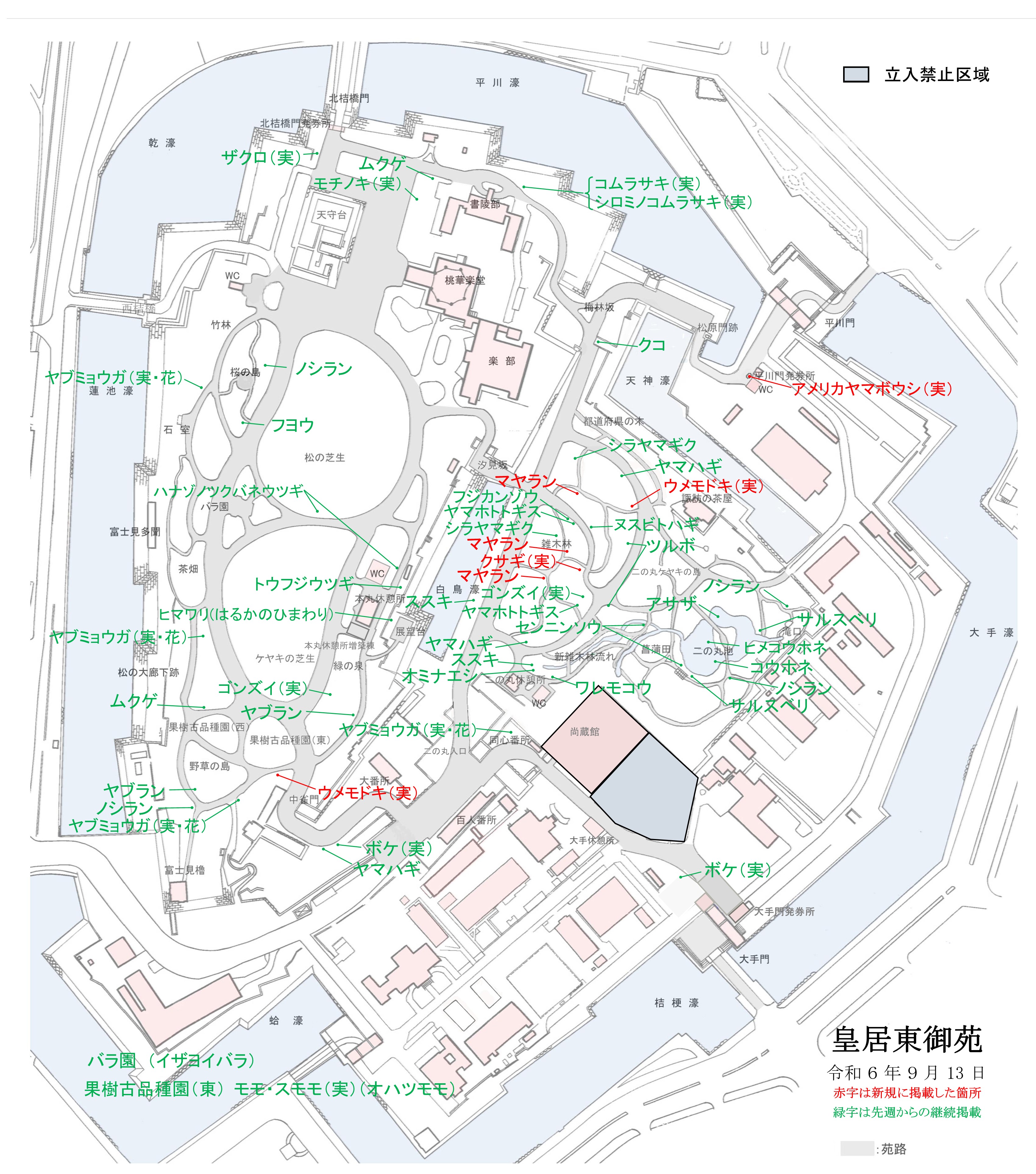 開花場所の地図
