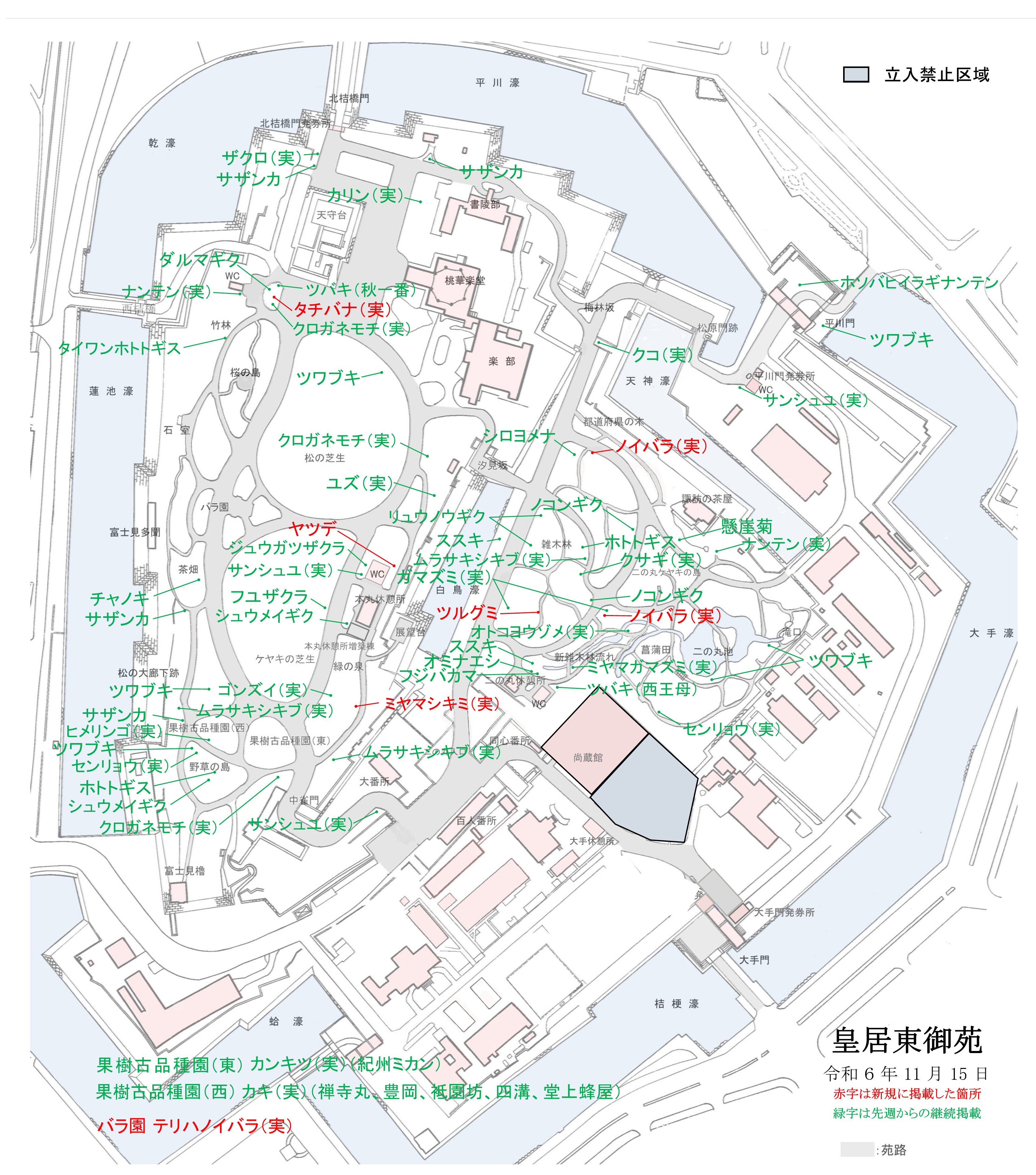 開花場所の地図