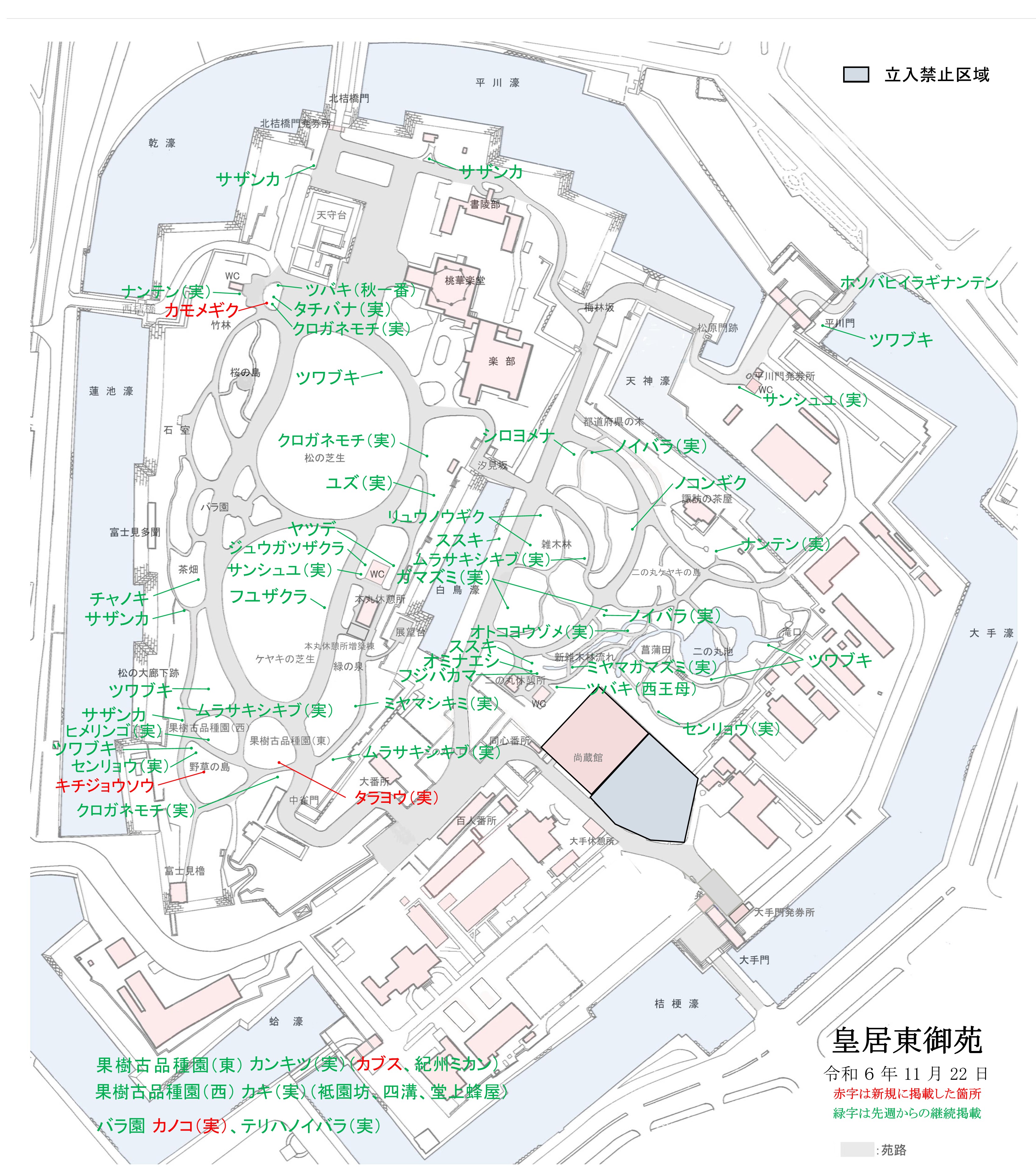 開花場所の地図