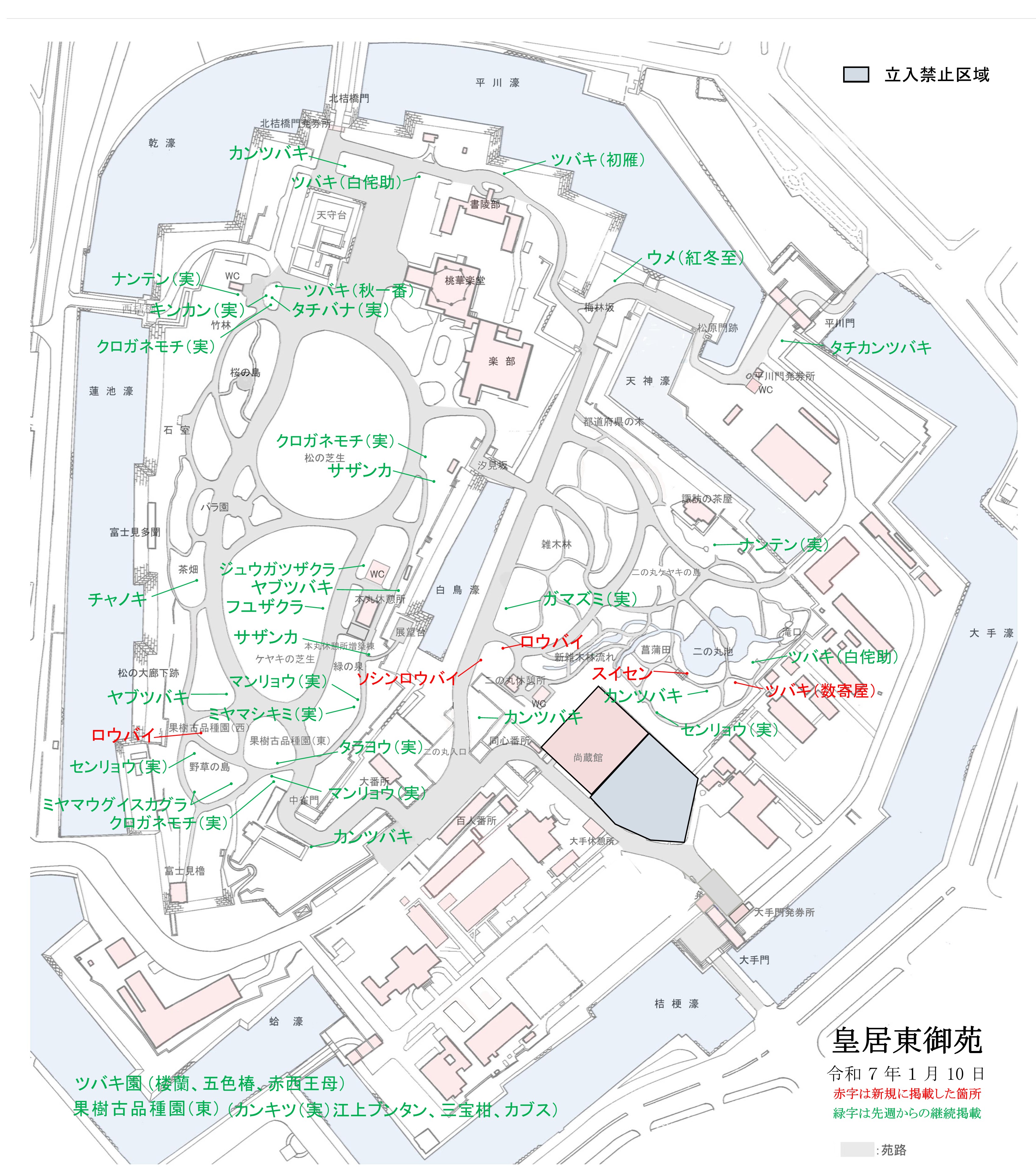 開花場所の地図