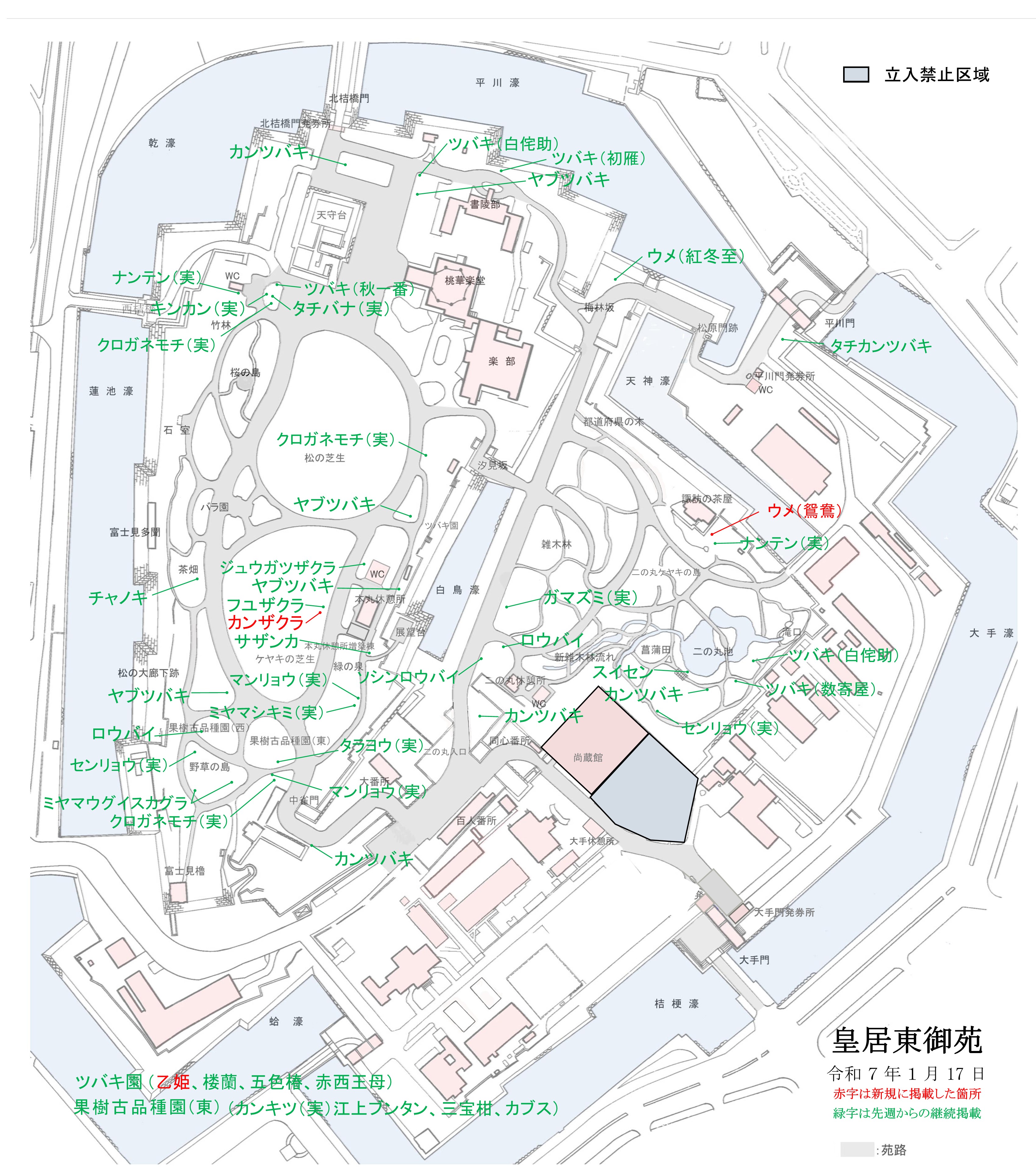 開花場所の地図