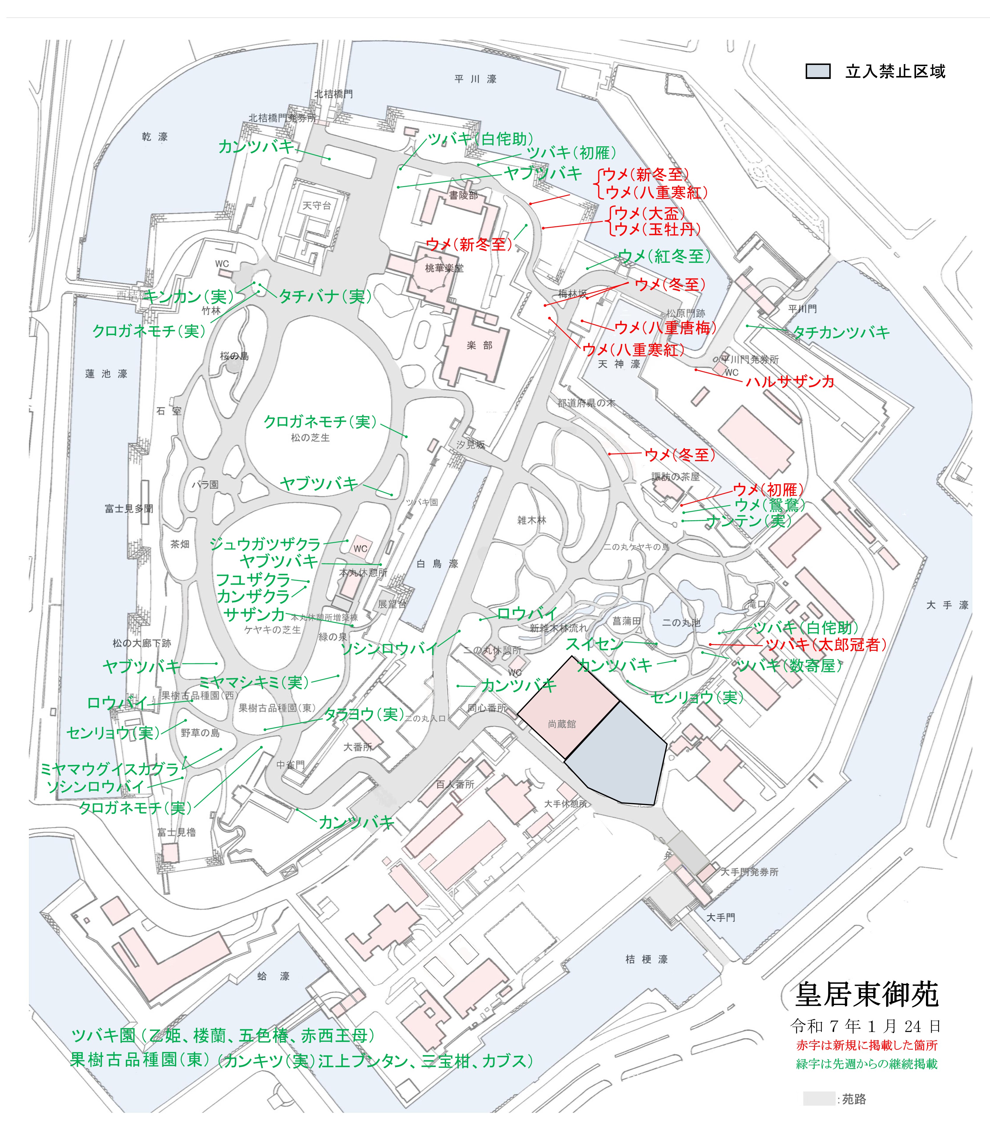 開花場所の地図