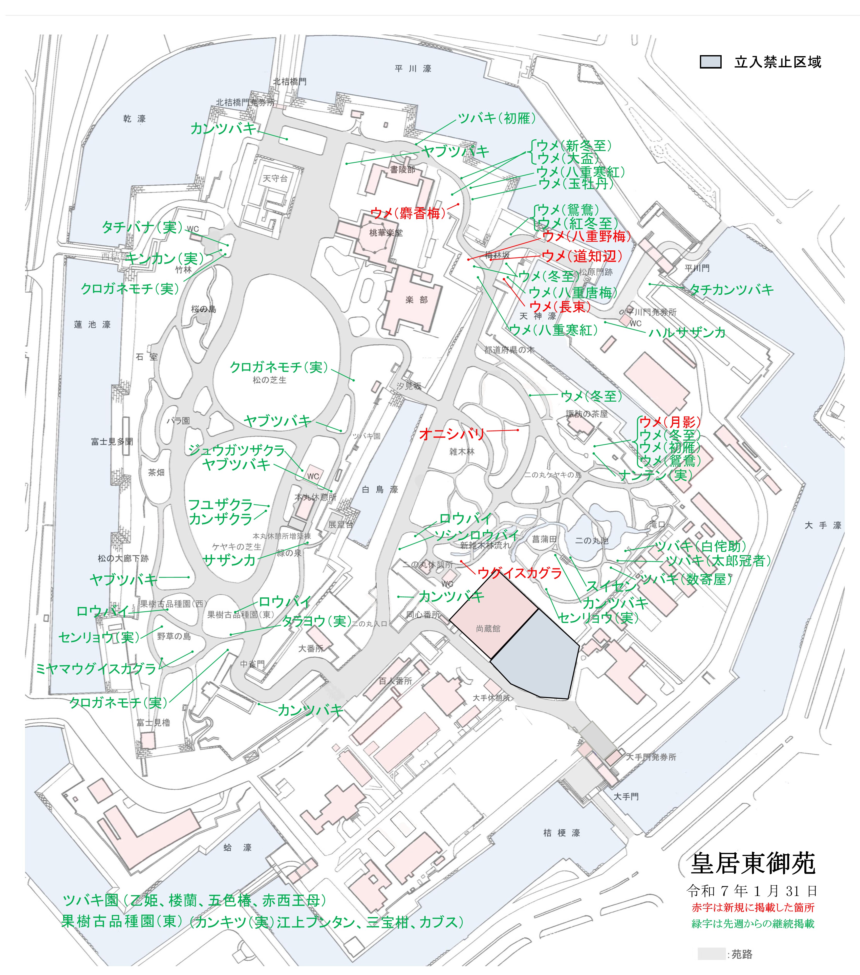 開花場所の地図