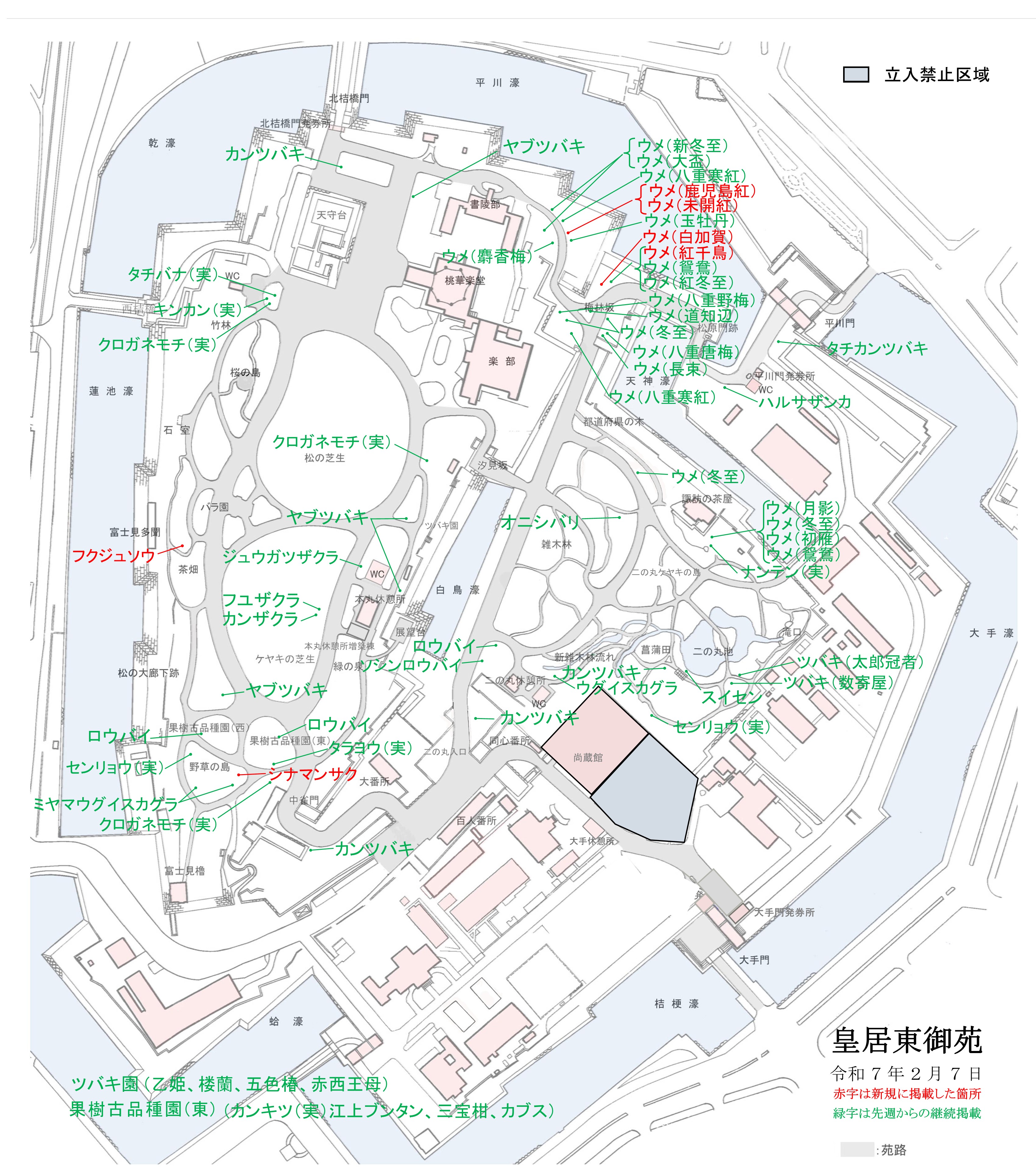 開花場所の地図