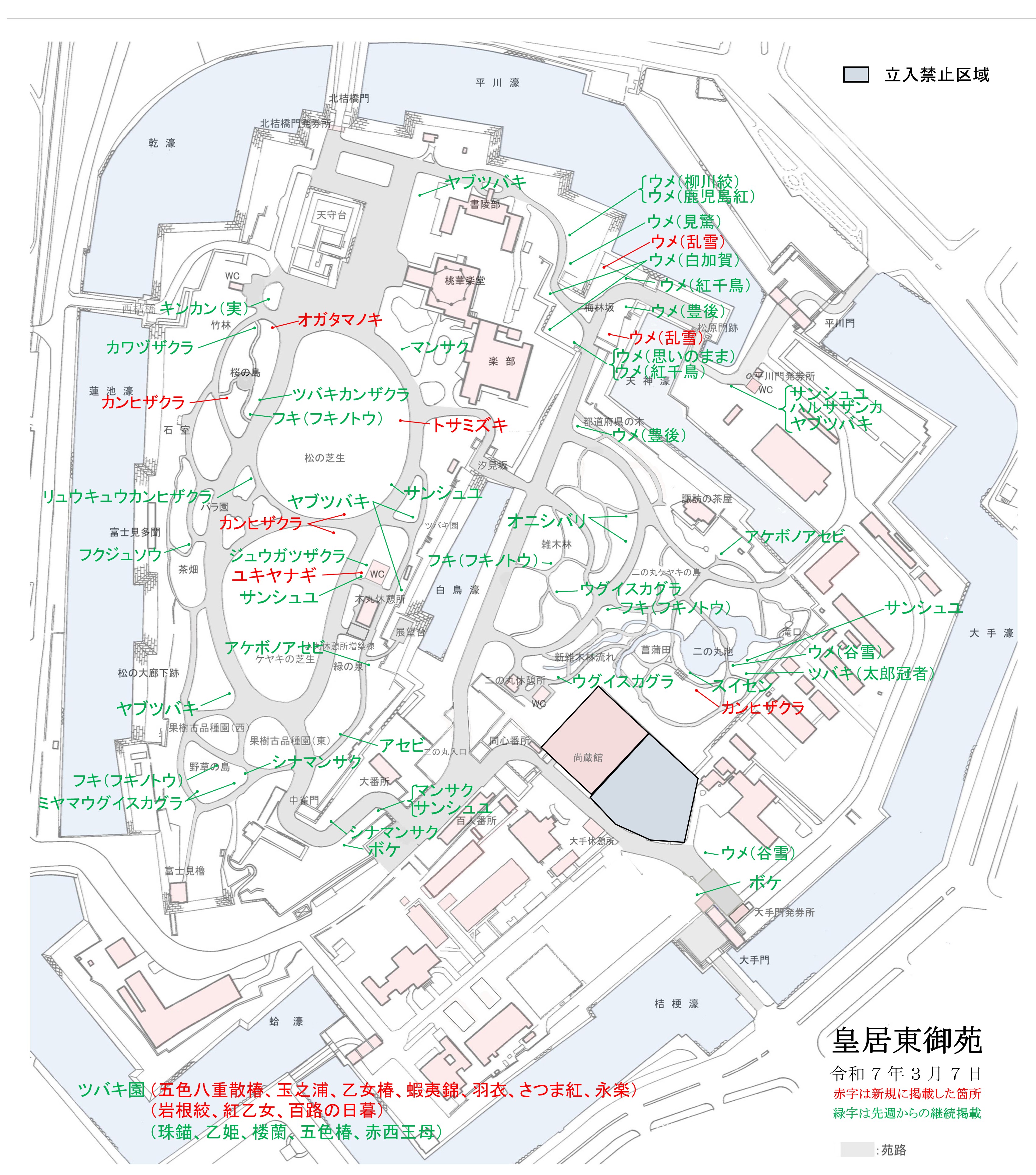 開花場所の地図