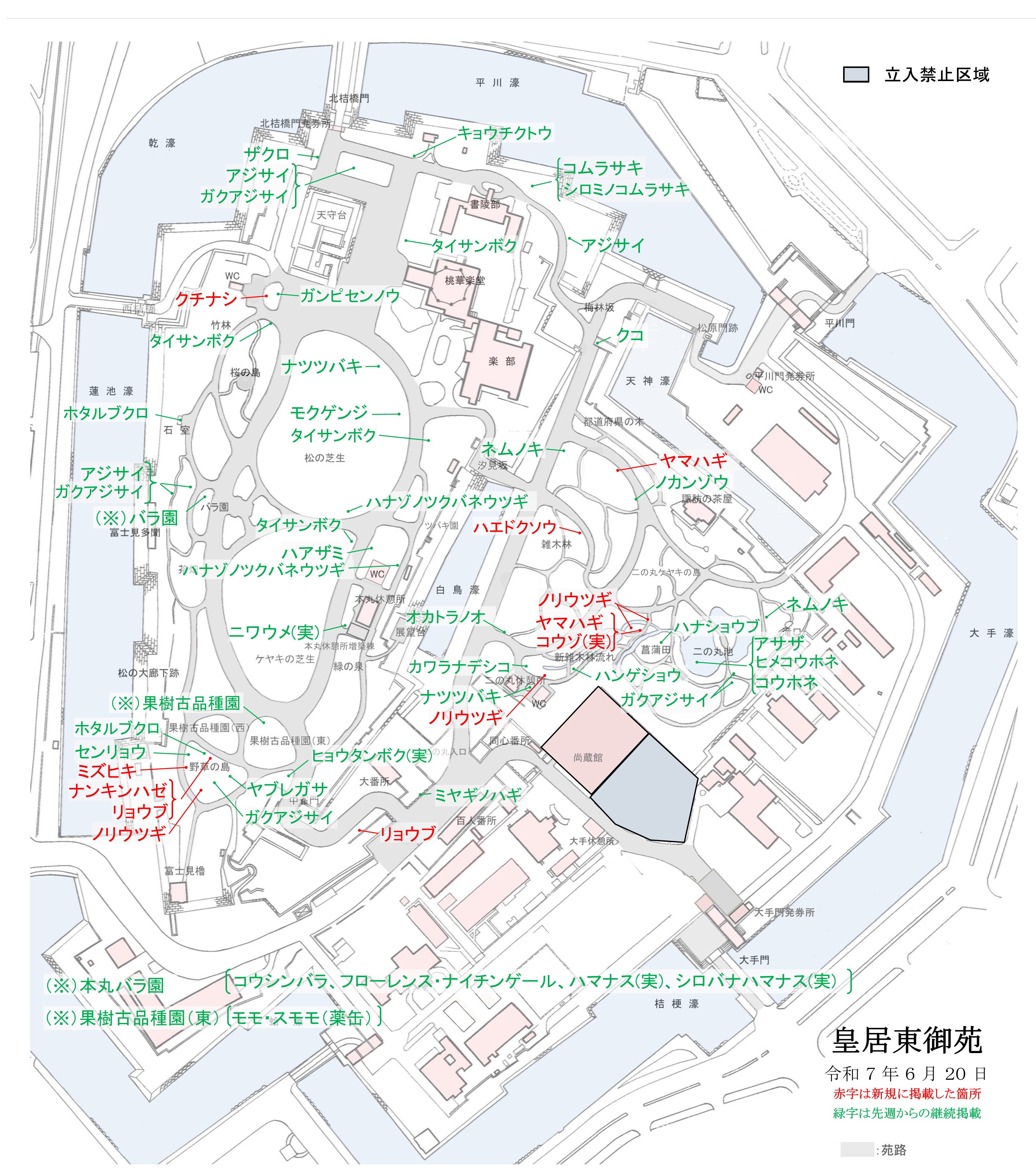 開花場所の地図