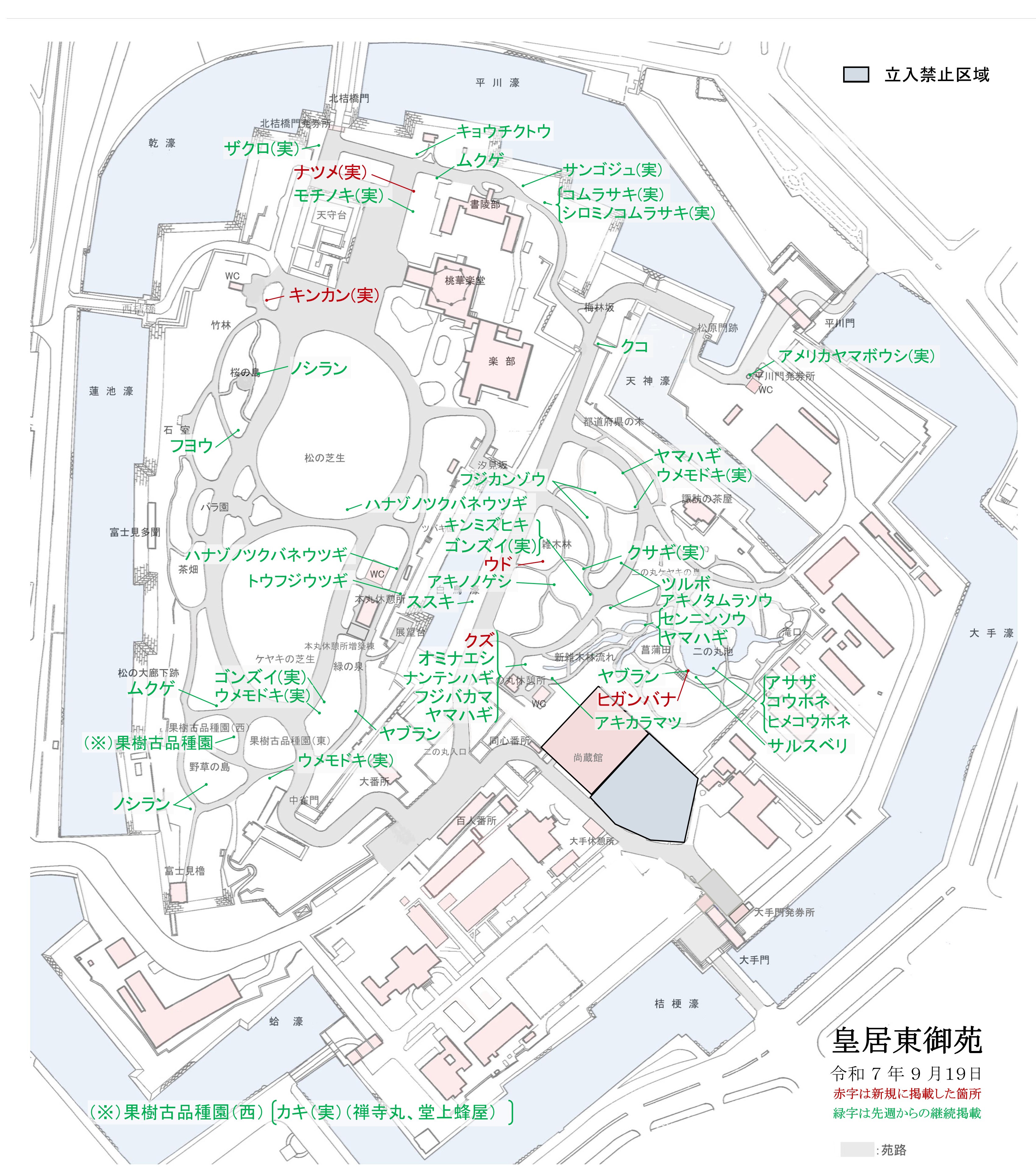 開花場所の地図