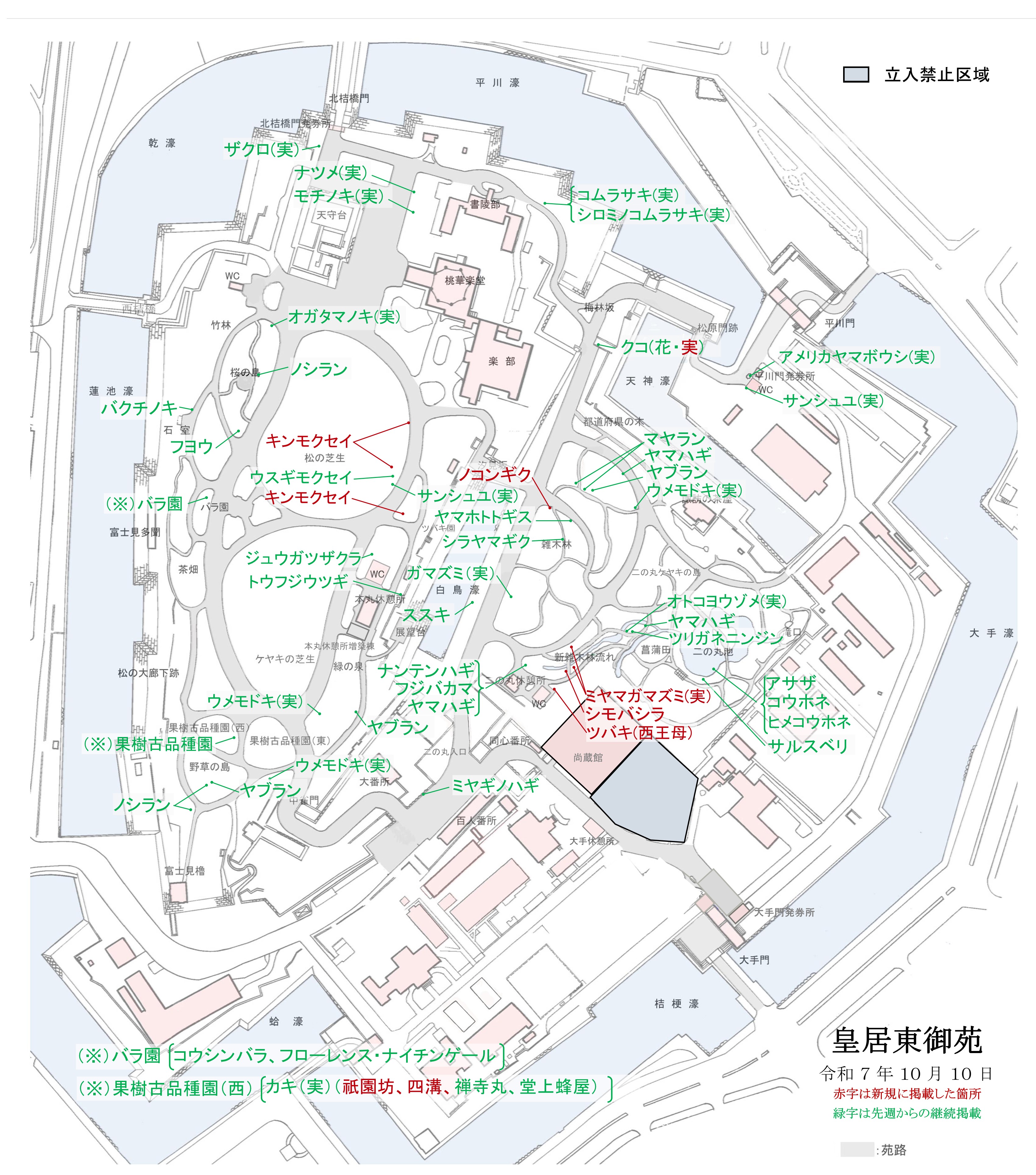 開花場所の地図