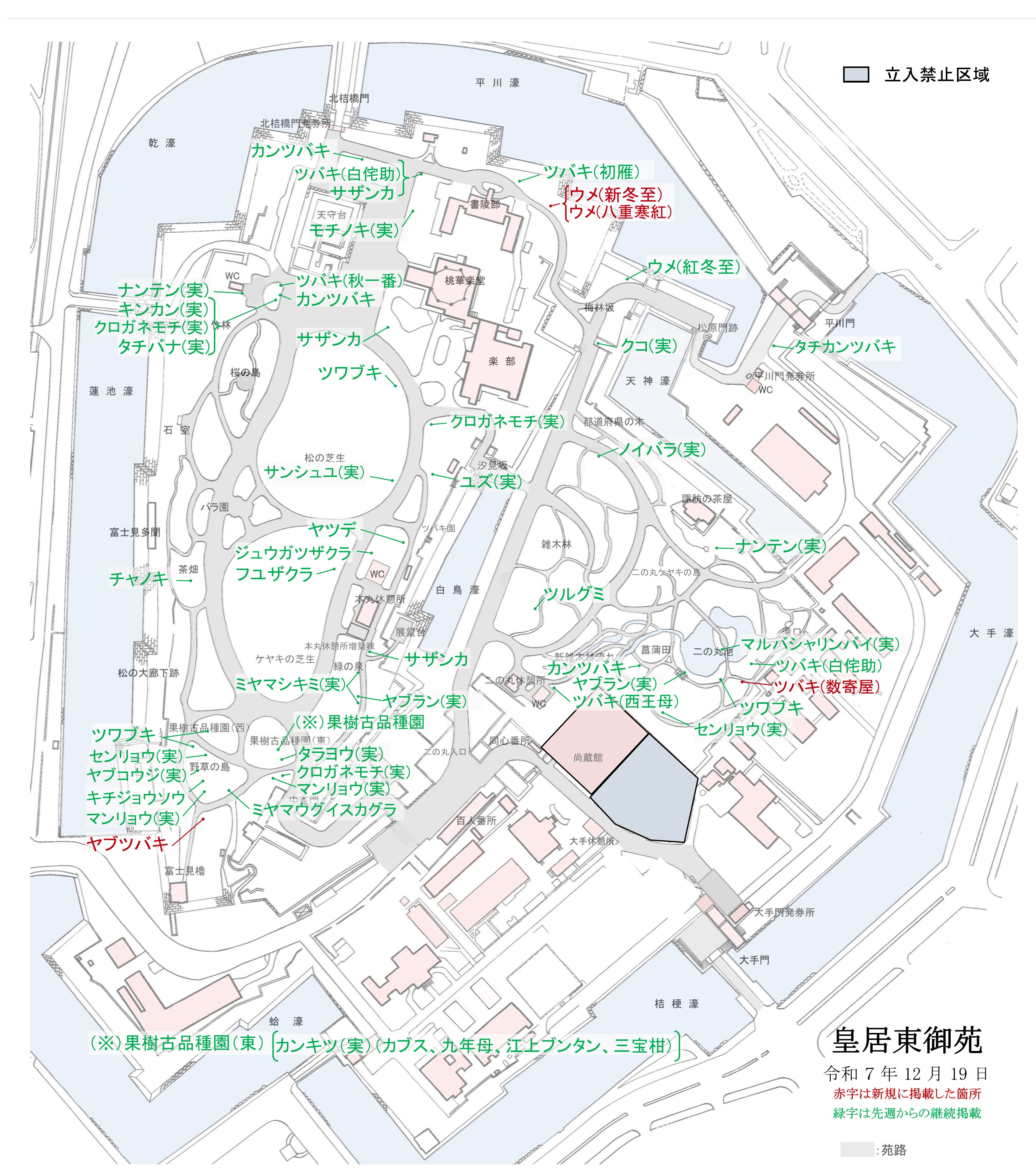 開花場所の地図